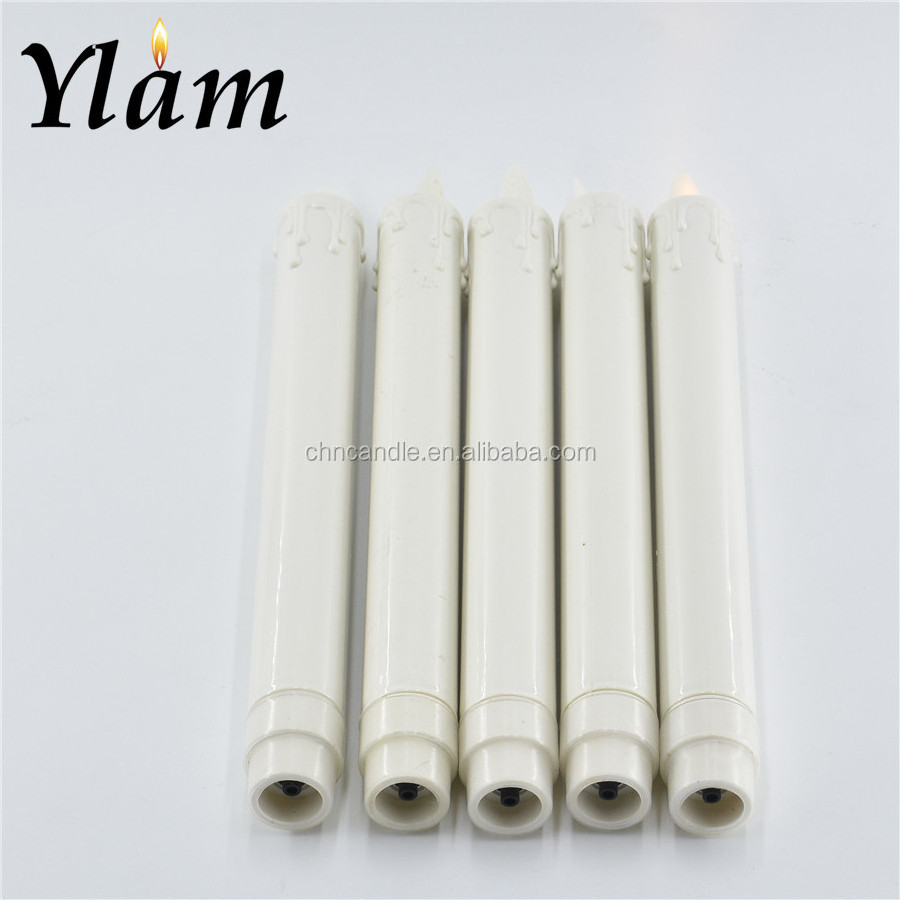 Popular plastic Flameless custom 10'' Long Taper Artificial Real Wax Remote LED Pillar Candle For Party Wedding Table Decor sets