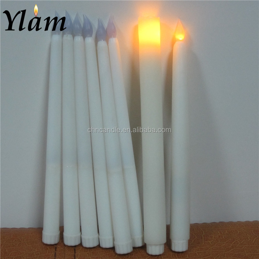 Popular plastic Flameless custom 10'' Long Taper Artificial Real Wax Remote LED Pillar Candle For Party Wedding Table Decor sets