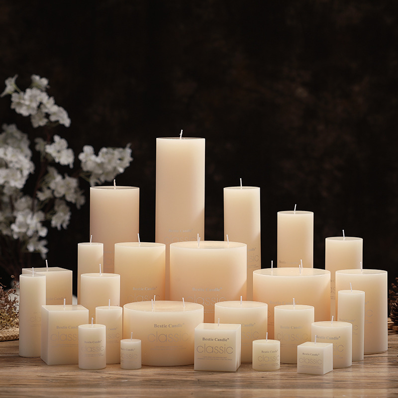 decorative candles paraffin wax harmless high quality ivory white pillar candles bulk