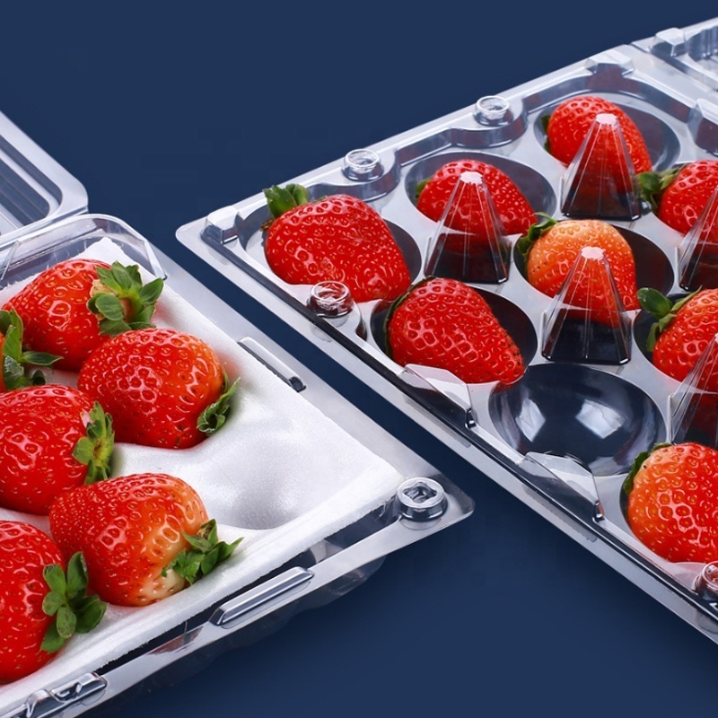 Disposable transparent clamshell blister strawberry plastic boxes pet fruit packaging Punnet containers