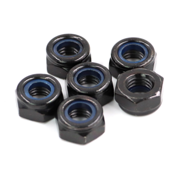 DIN985 Black Stainless Steel Hex Nylon Insert Lock Nuts DIN 985 Self Locking Bearing Skate Board Self Locking Nylon Locking Nut