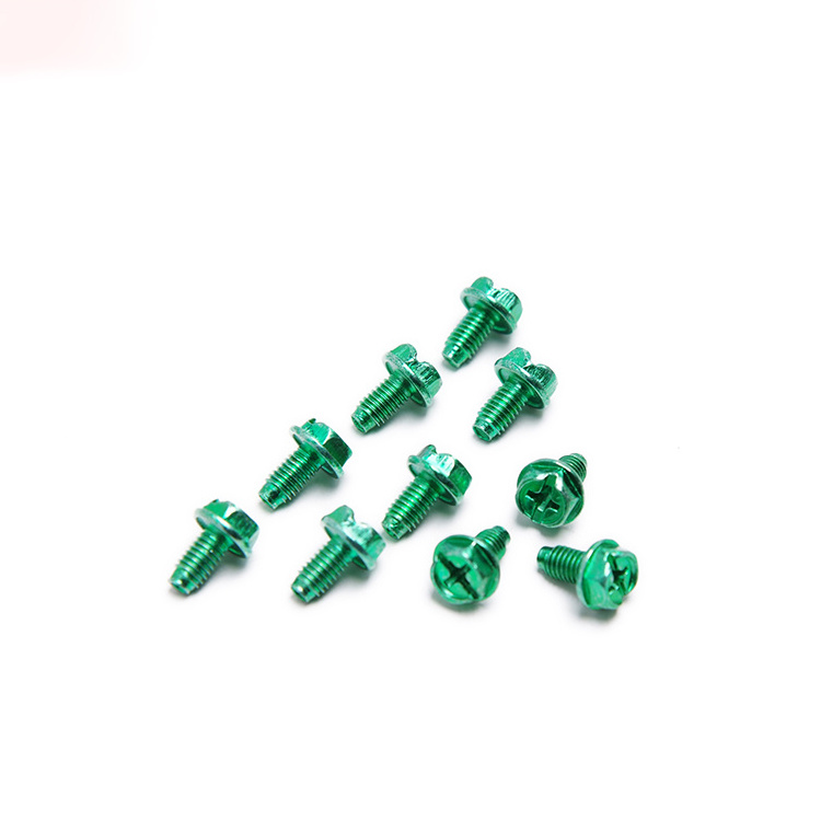 Color Aluminum Cross Recessed Hexagon Triangular Tooth Lock Screw With Flange Hex Flange Triangular Tooth Self Tapping Screws