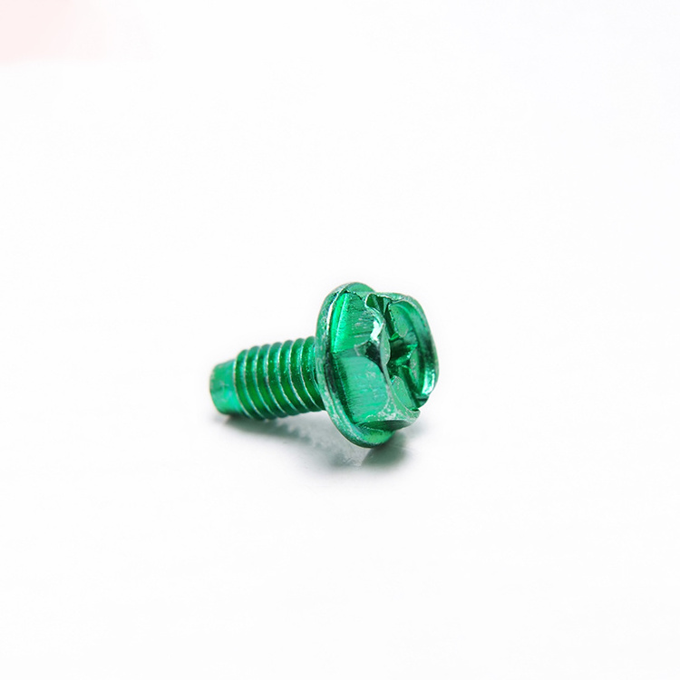 Color Aluminum Cross Recessed Hexagon Triangular Tooth Lock Screw With Flange Hex Flange Triangular Tooth Self Tapping Screws