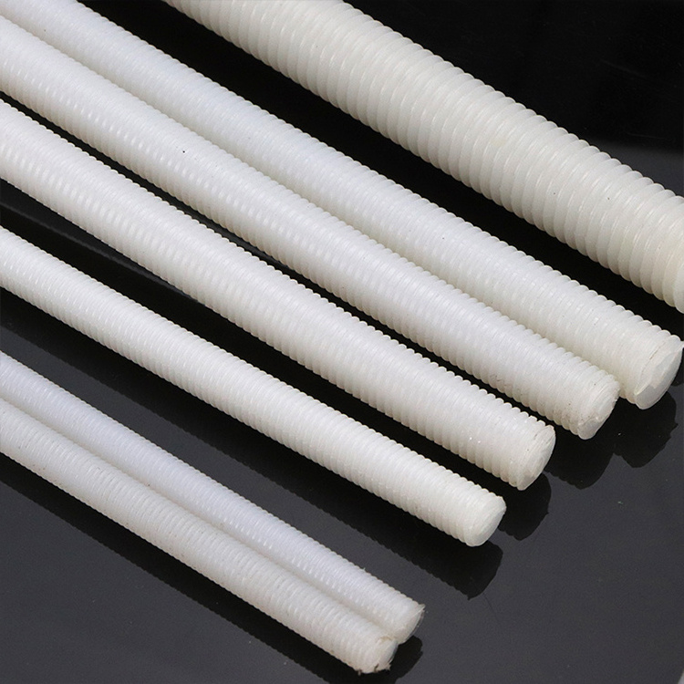 White Plastic Nylon Threaded Rod Bar Plastic Rubber Nylon Threaded Rod DIN975 White Solid Flexible Plastic Nylon Threaded Rod