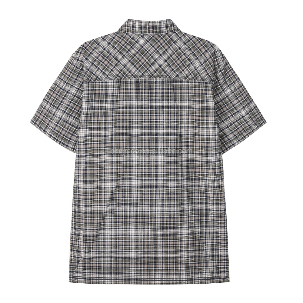 High Quality Plaid Cotton Short Sleeve Casual Shirt Checked Button Up Formal Work Shirt Vocation Wear Shirt For Men