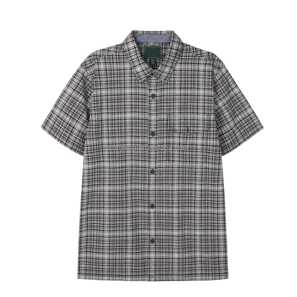 High Quality Plaid Cotton Short Sleeve Casual Shirt Checked Button Up Formal Work Shirt Vocation Wear Shirt For Men