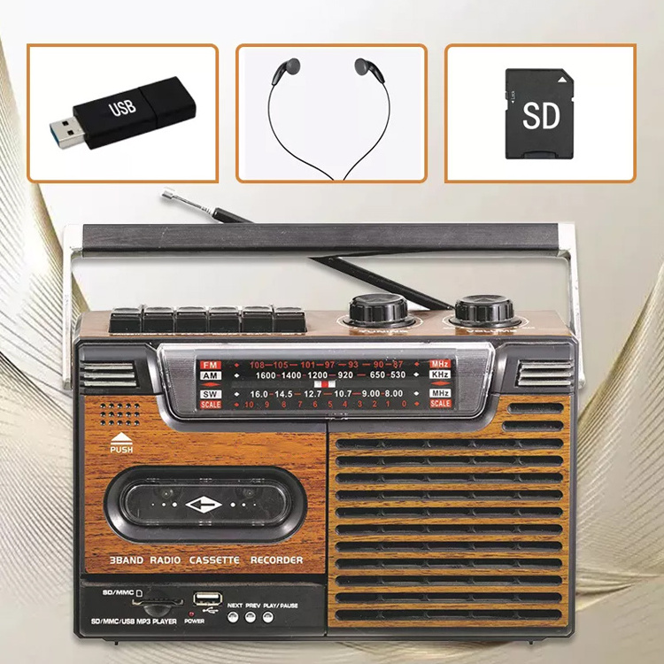 Cassette Recorders Fm Am Sw 3 Band Radio Sd Usb Mp3 Music Player Home Radio Cassette Recorder With Fold Down Carry Handle