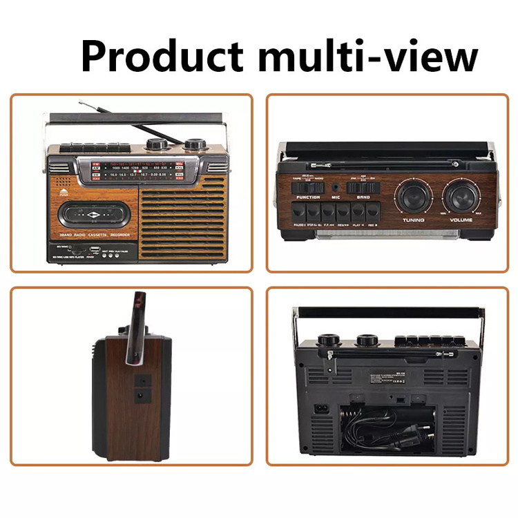 Cassette Recorders Fm Am Sw 3 Band Radio Sd Usb Mp3 Music Player Home Radio Cassette Recorder With Fold Down Carry Handle