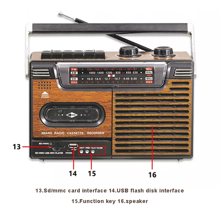 Cassette Recorders Fm Am Sw 3 Band Radio Sd Usb Mp3 Music Player Home Radio Cassette Recorder With Fold Down Carry Handle