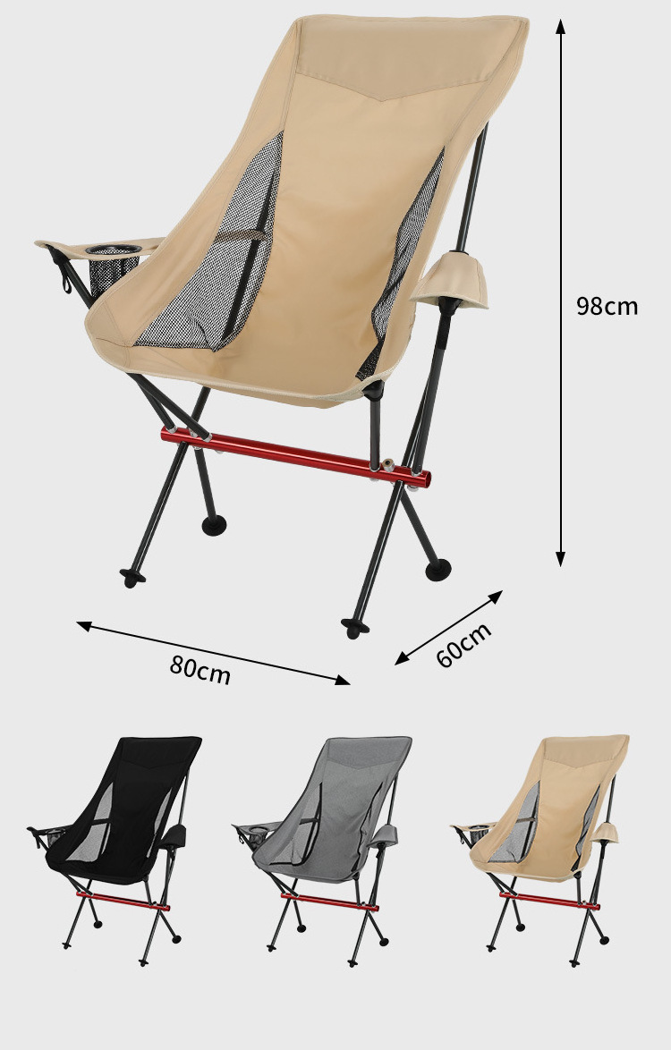 High Quality Aluminum Alloy Camping Chair Outdoor Folding Chair with Comfortable Armrests