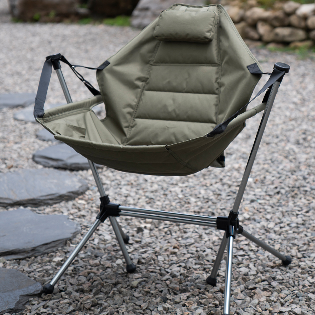 High Quality Aluminum Alloy Swing Chair Folding Camping Chair with Pillow for Outdoor Use