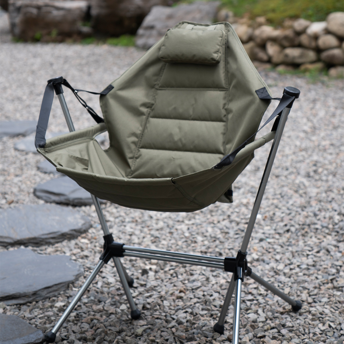 High Quality Aluminum Alloy Swing Chair Folding Camping Chair with Pillow for Outdoor Use