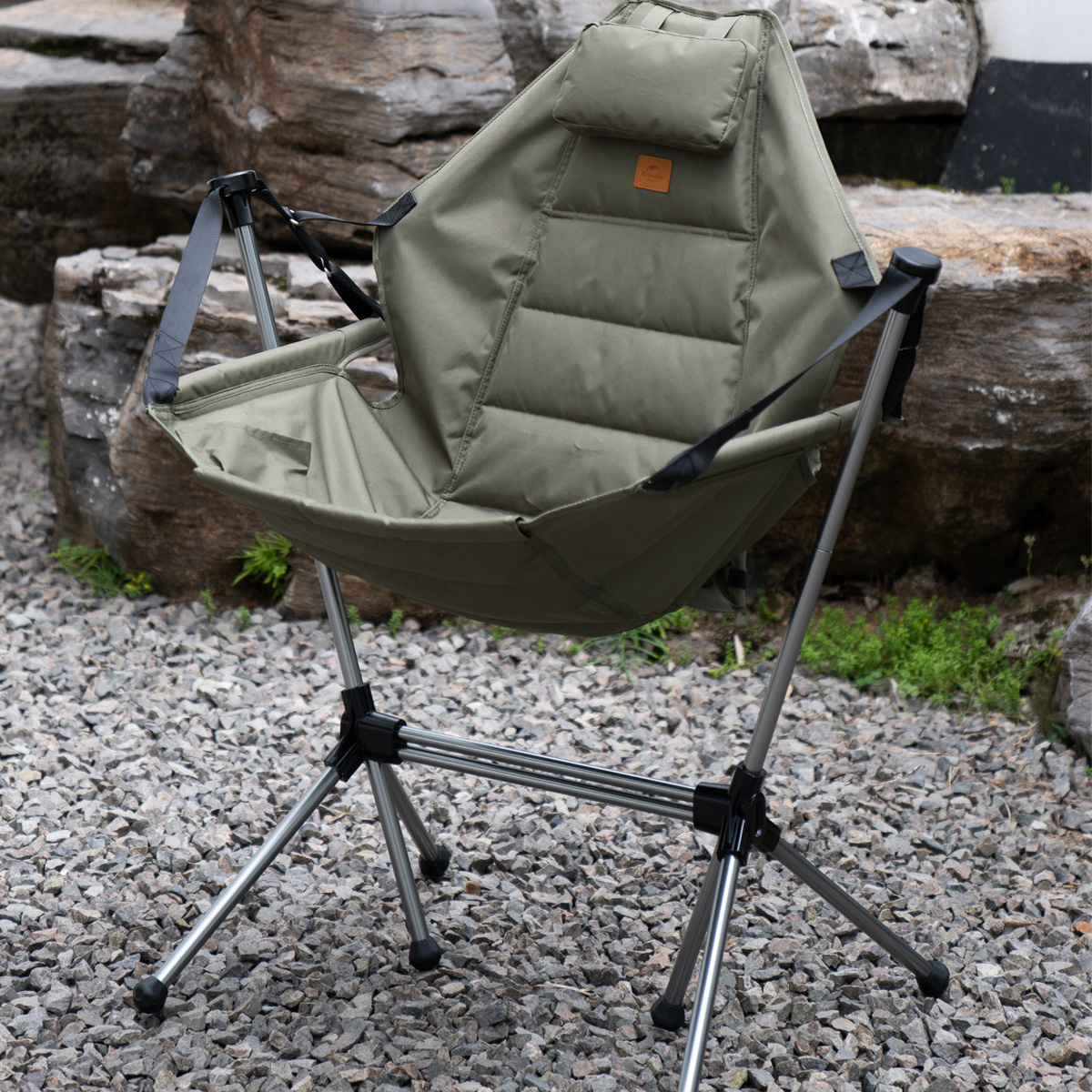 High Quality Aluminum Alloy Swing Chair Folding Camping Chair with Pillow for Outdoor Use