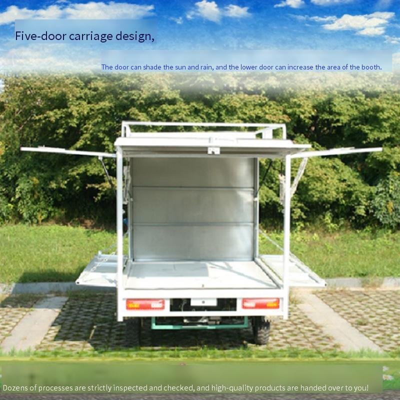 Can be equipped with solar mobile food truck/three door market stall delivery closed electric tricycle snack retail