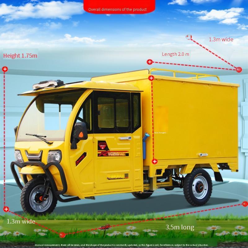 Can be equipped with solar mobile food truck/three door market stall delivery closed electric tricycle snack retail