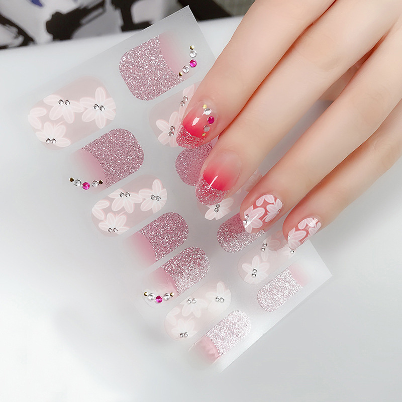 Manufacturer oem custom hot sales semi cured gel nail stickers gel nail polish sticker wraps