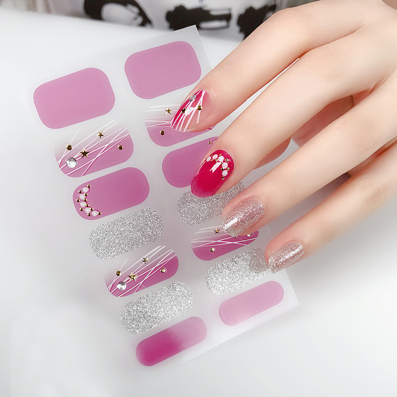 Manufacturer oem custom hot sales semi cured gel nail stickers gel nail polish sticker wraps