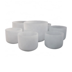 BEST frosted crystal singing bowls set of7 sound healing7'' -14''perfect pitch C D E F G A B Notes 432HZ440HZ chakra quartz bowl