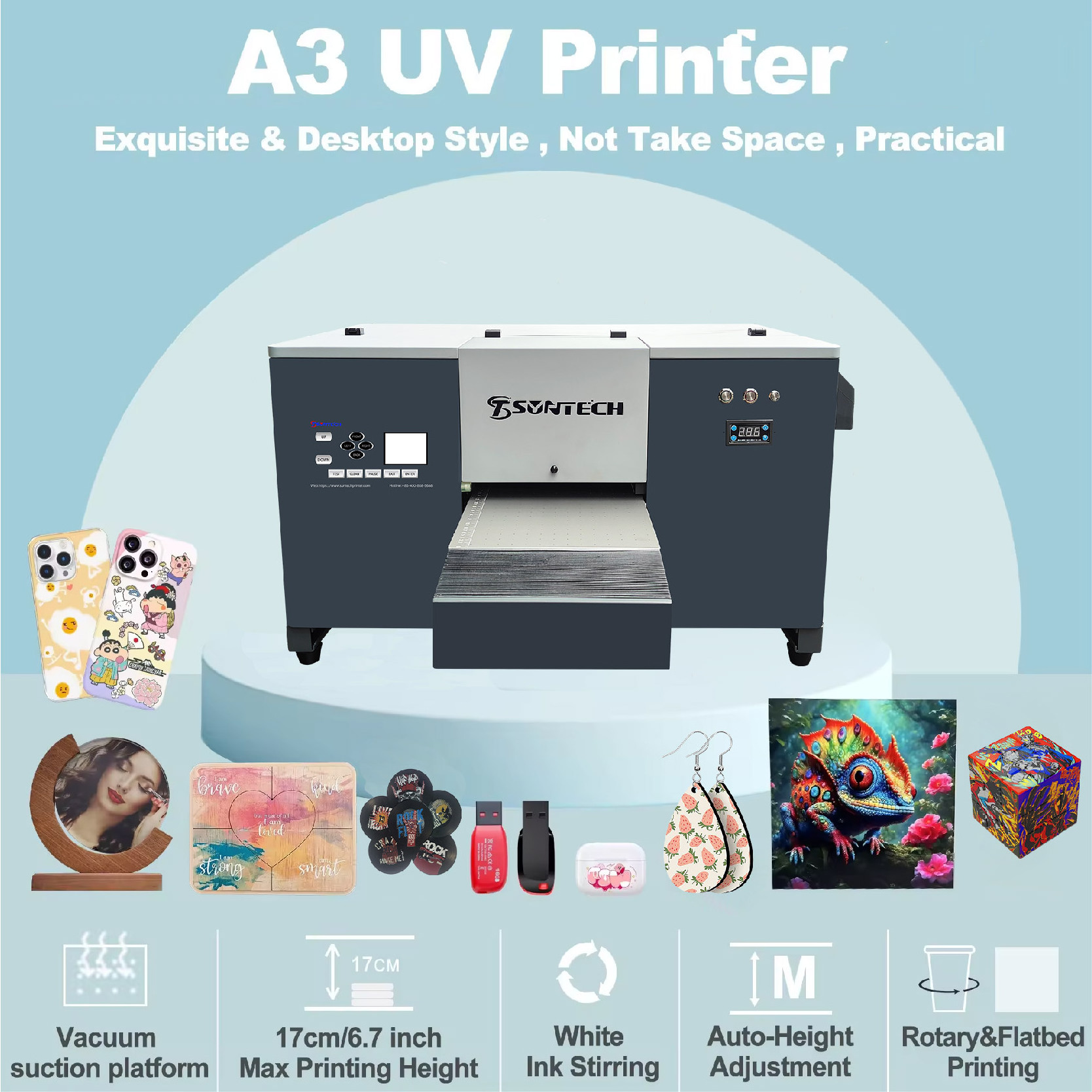 Factory sales the A3 UV printers leather printing machine for Acrylic wallet and phone case