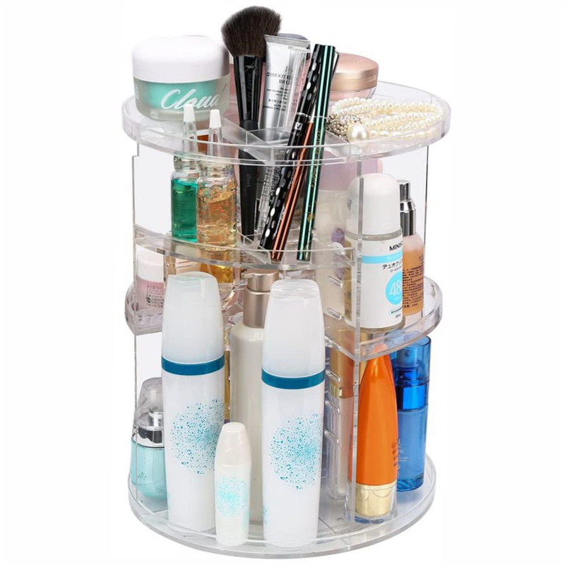 360 Rotating Makeup Organizer,DIY Adjustable Spinning Holder,Foldable Cosmetic Storage Display box