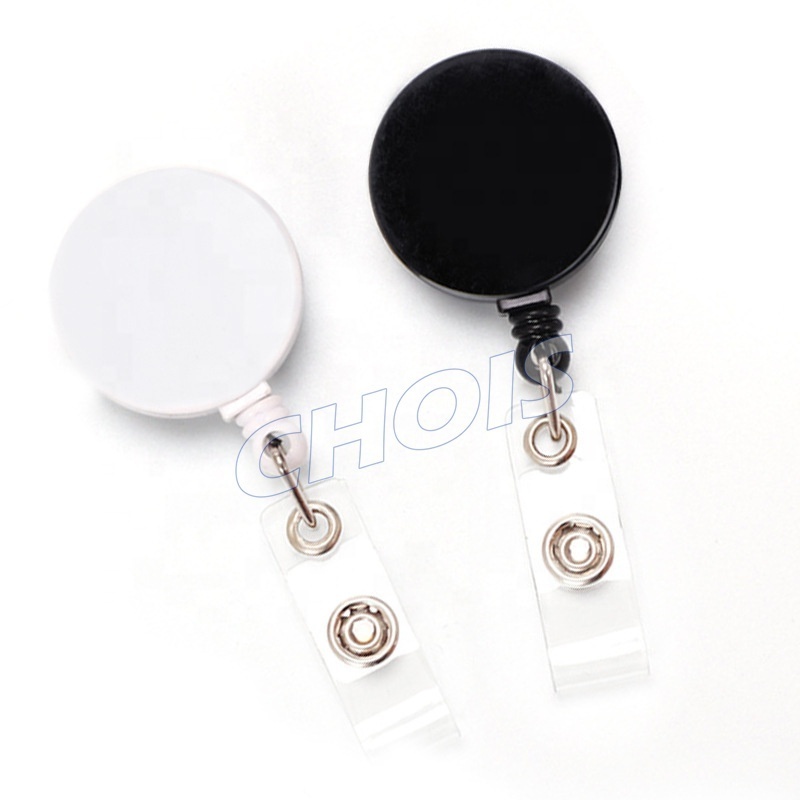 Smooth Flat Surface Round Shape Retractable Badge Reel Roller Clip for Students Doctor