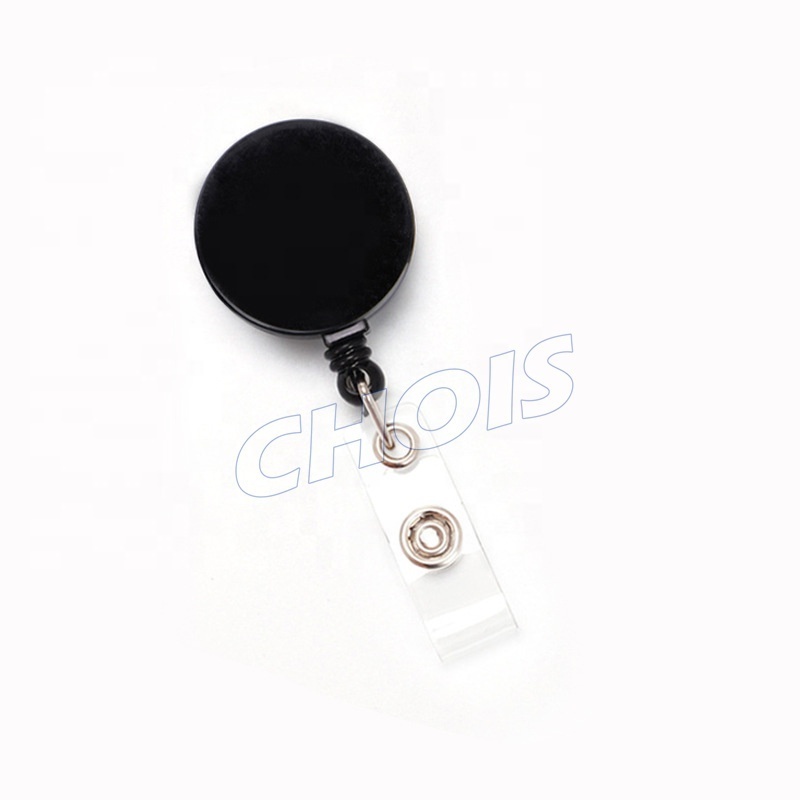 Smooth Flat Surface Round Shape Retractable Badge Reel Roller Clip for Students Doctor