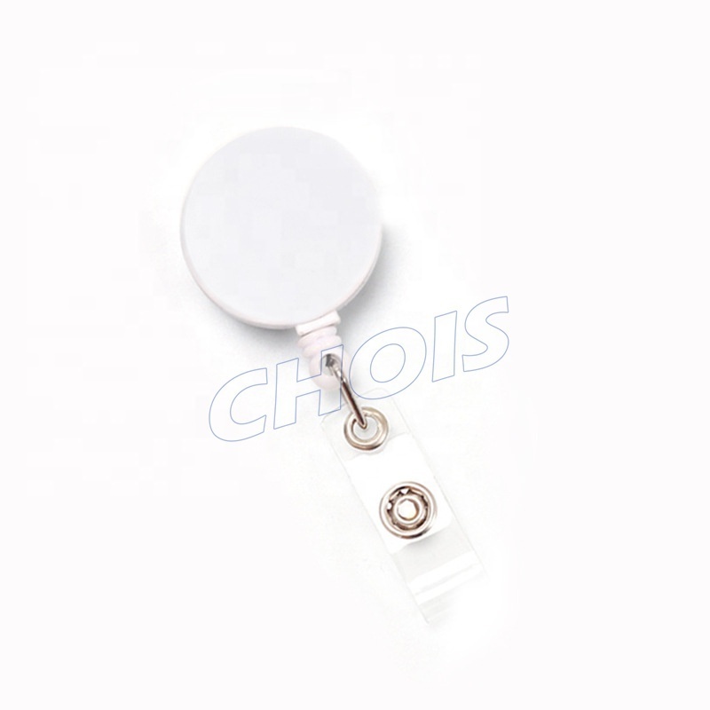 Smooth Flat Surface Round Shape Retractable Badge Reel Roller Clip for Students Doctor