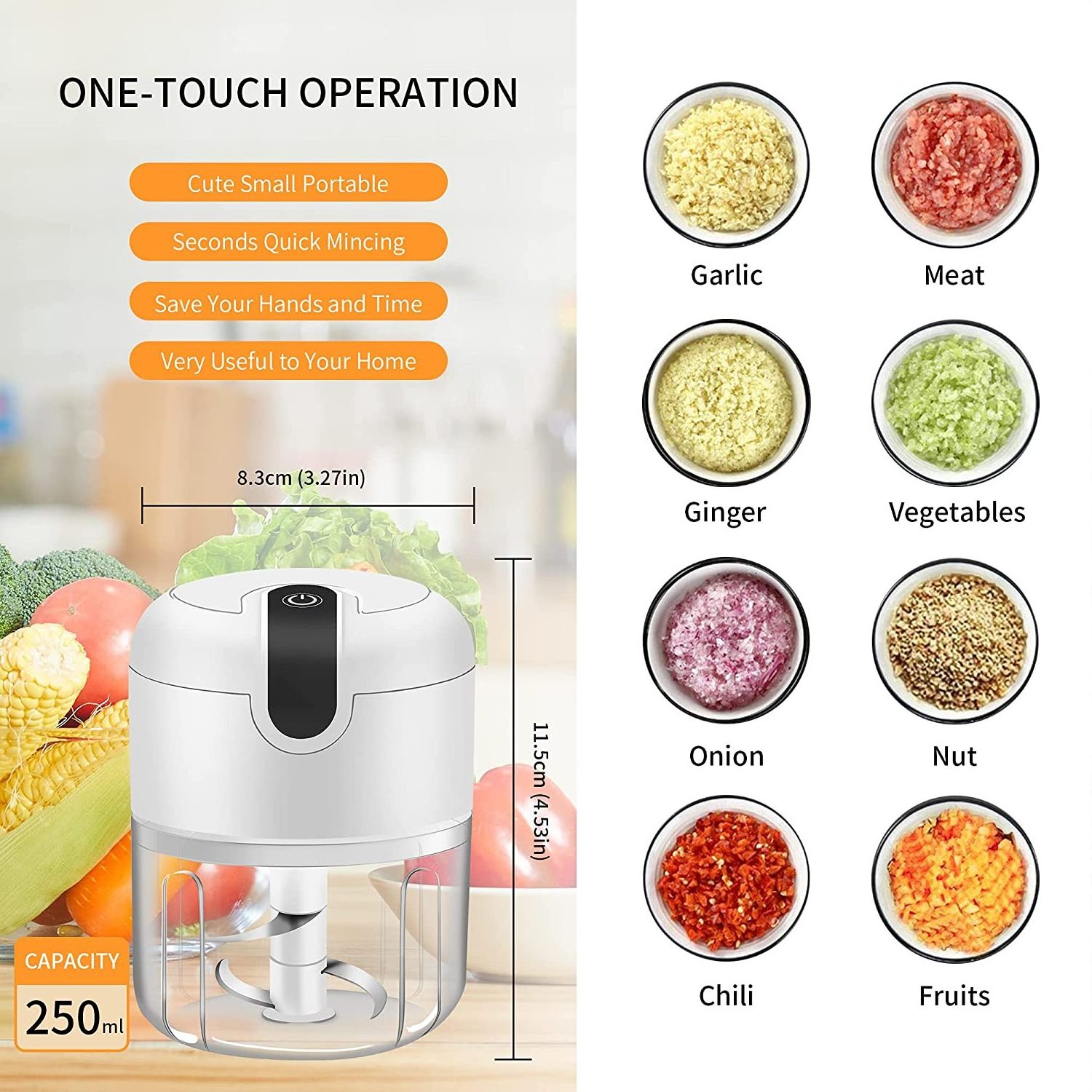 Cordless Powerful Manual Handheld Hand Portable Garlic Slicer Onion Vegetables Electric Mini Food Chopper And Food Processor