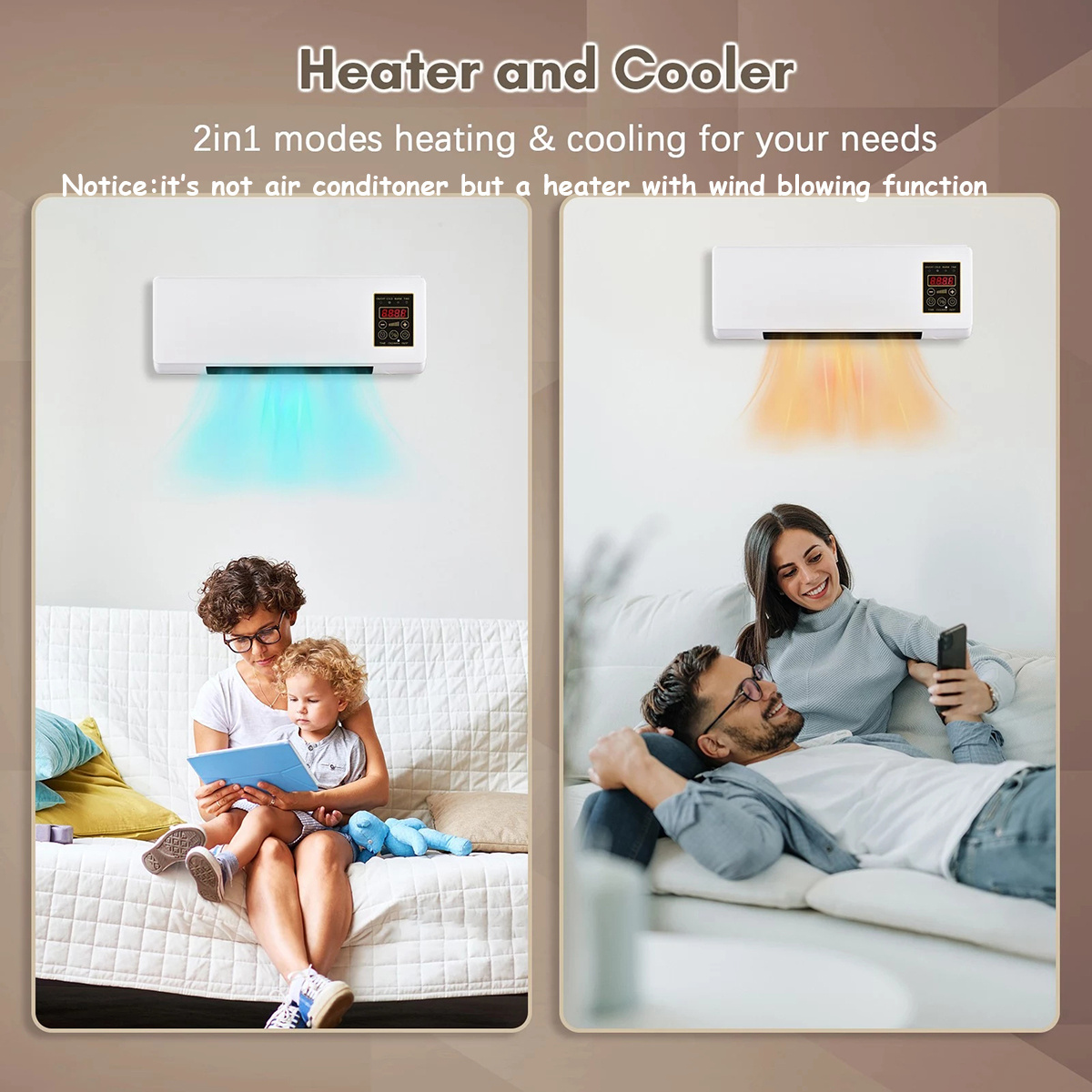 New Design US Mini Plug In Wall Heater PTC Wall Mounted Picture Electric Heater