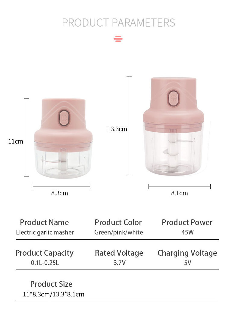 Electric Garlic Chopper, Onion Chopper, USB Charging Vegetable Mincer