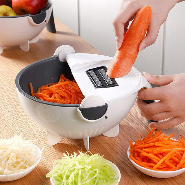 Multifunctional Manual Vegetable Cutter Slicer 9 in 1 Vegetable Fruits Cutter Hand Vegetable chopper shredder with drain basket