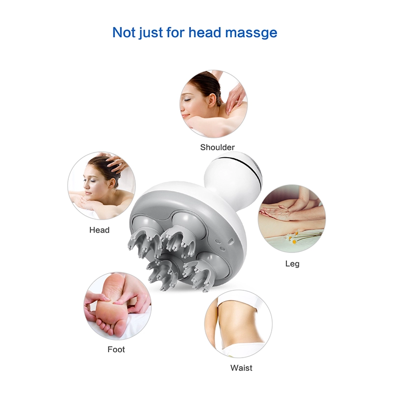 Portable Rechargeable Head Massager with 4 Removable Massage Claws Handheld Scalp Scratcher for Full-Body Massage