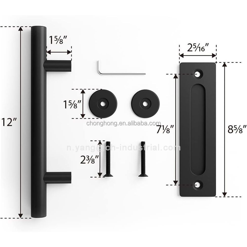 Black Round Solid Steel Pull Handle Heavy Duty 12