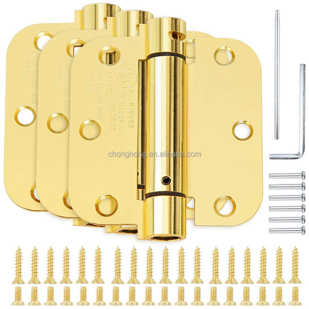 Self-closing Door Closer Hardware Heavy Duty Mute Gate Hinge Thickened Folding Flush Hinge 3.5 inch American Style Spring Hinge