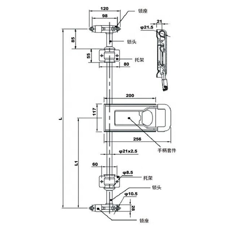 304 Stainless Steel Refrigeration Truck Handle Rear Door Lock