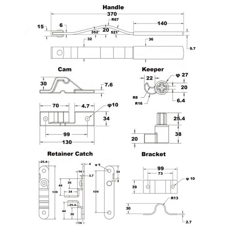 Cam Action Lockable Enclosed Trailer Door Bar Lock