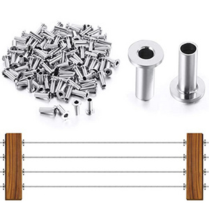 T316 Stainless Steel Protector Sleeves Grommet for 1/8" Wire Rope Cable Railing, for Stair Deck Railing Wood & Metal