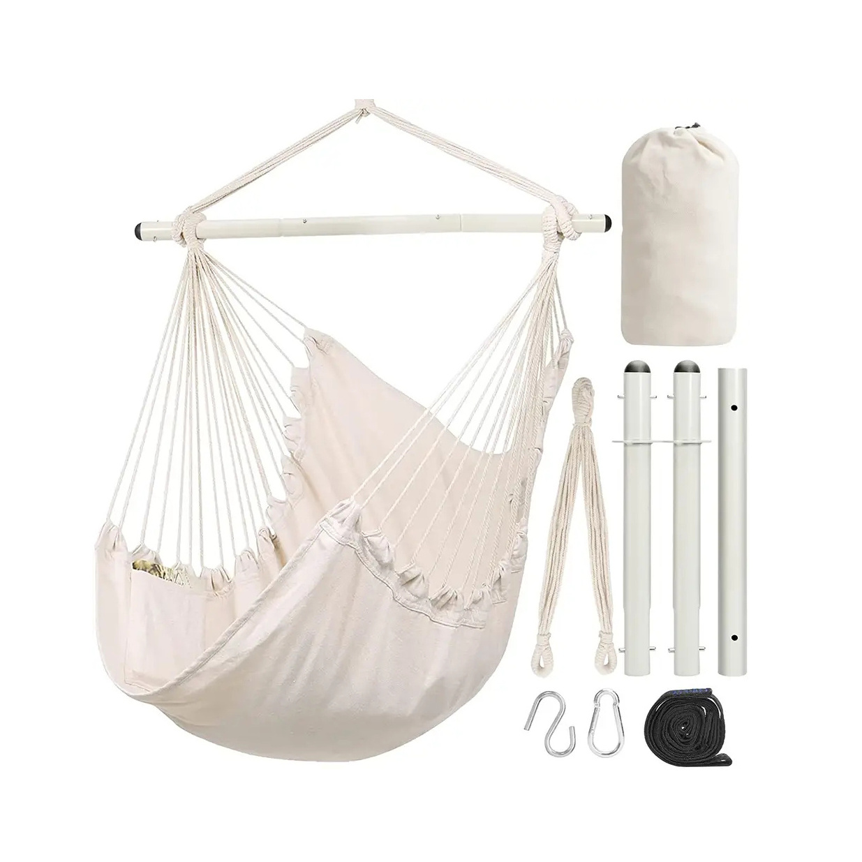 High Quality Cotton Macrame Swing Chair with Pillow Outdoor Garden Hammock Chair