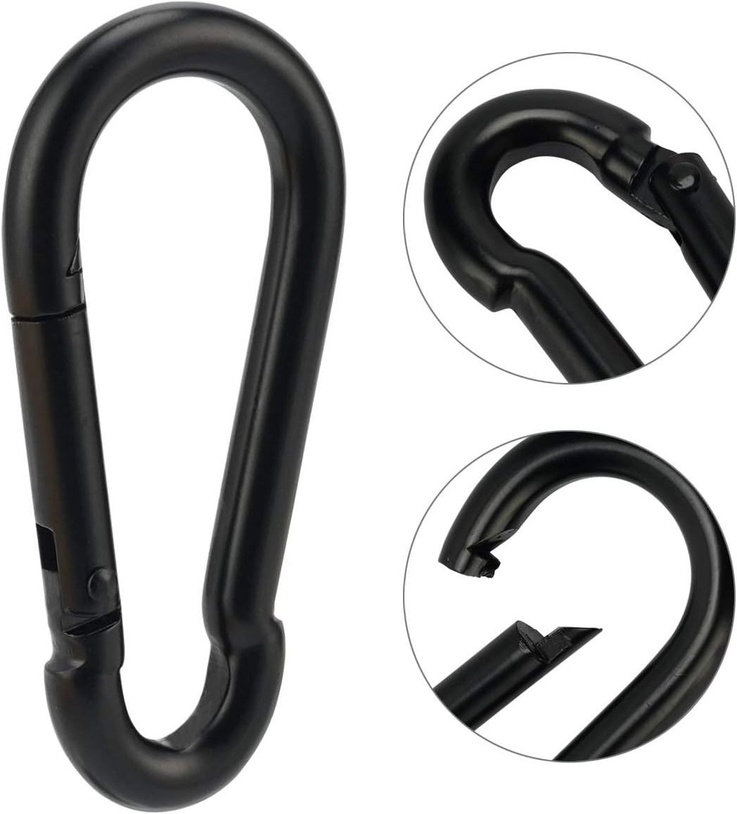 3 Inch Alloy Steel Black Spring Snap Hook Clip Link Buckle Heavy Duty Hammock Swing Hook