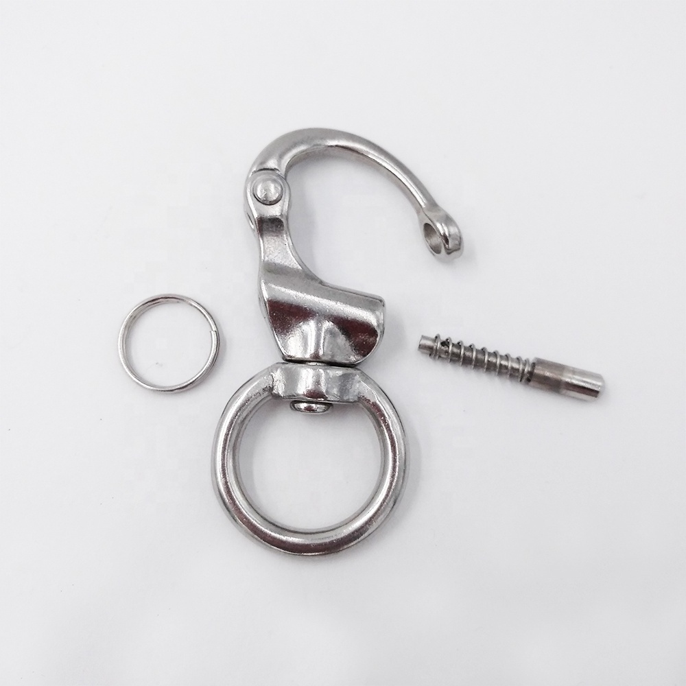 AISI304/316 Stainless Steel Shackle Swivel Snap Shackle with Ring Quick Release Bail Rigging Sailing Eye Snap Shackle