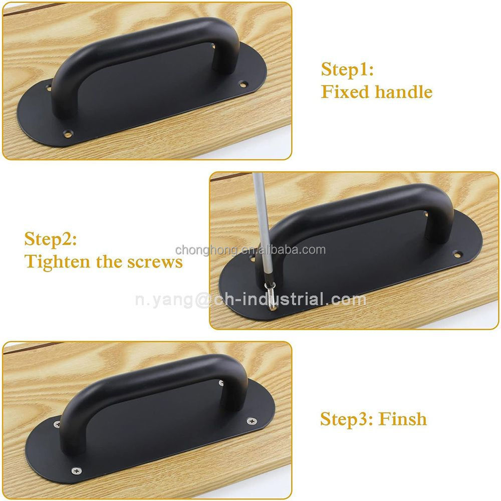 Matte Black Heavy Duty Barn Door Pull Handles Sliding Door Handle Pull Plate 7.8