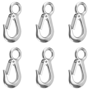 Eye Safety Snap Hook Stainless Steel 304 Lifting Grab Hooks Rigging Accessory, 0.2T Eye Slip Hook with Latch