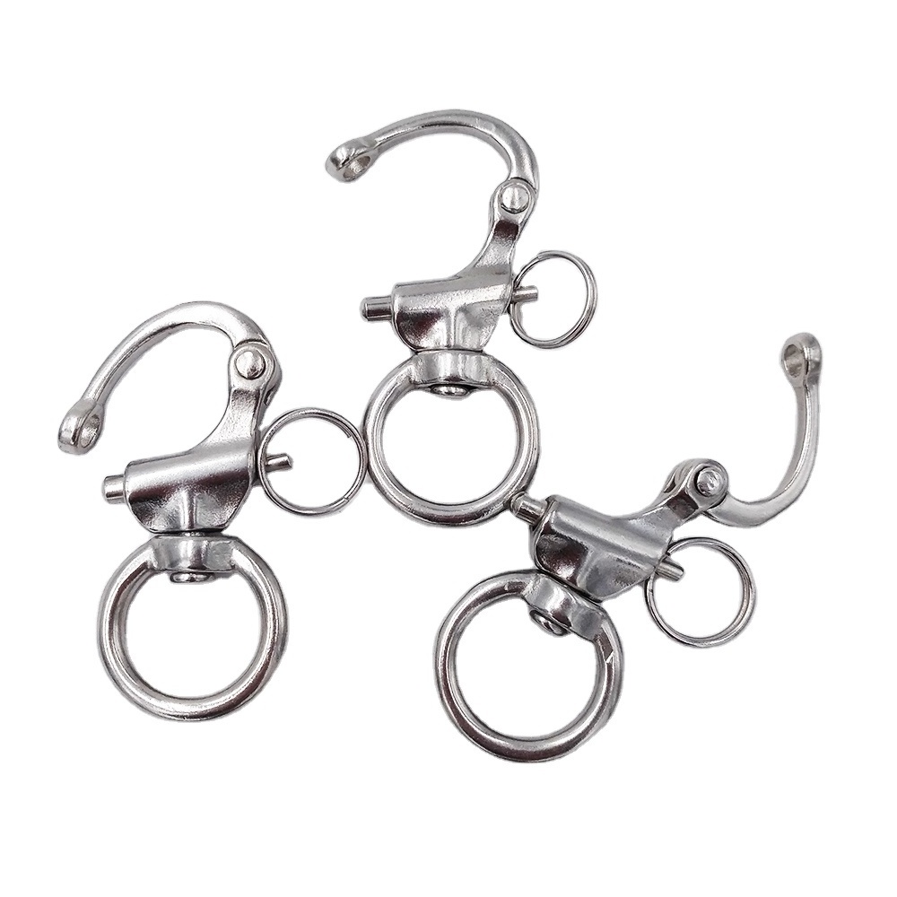 AISI304/316 Stainless Steel Shackle Swivel Snap Shackle with Ring Quick Release Bail Rigging Sailing Eye Snap Shackle