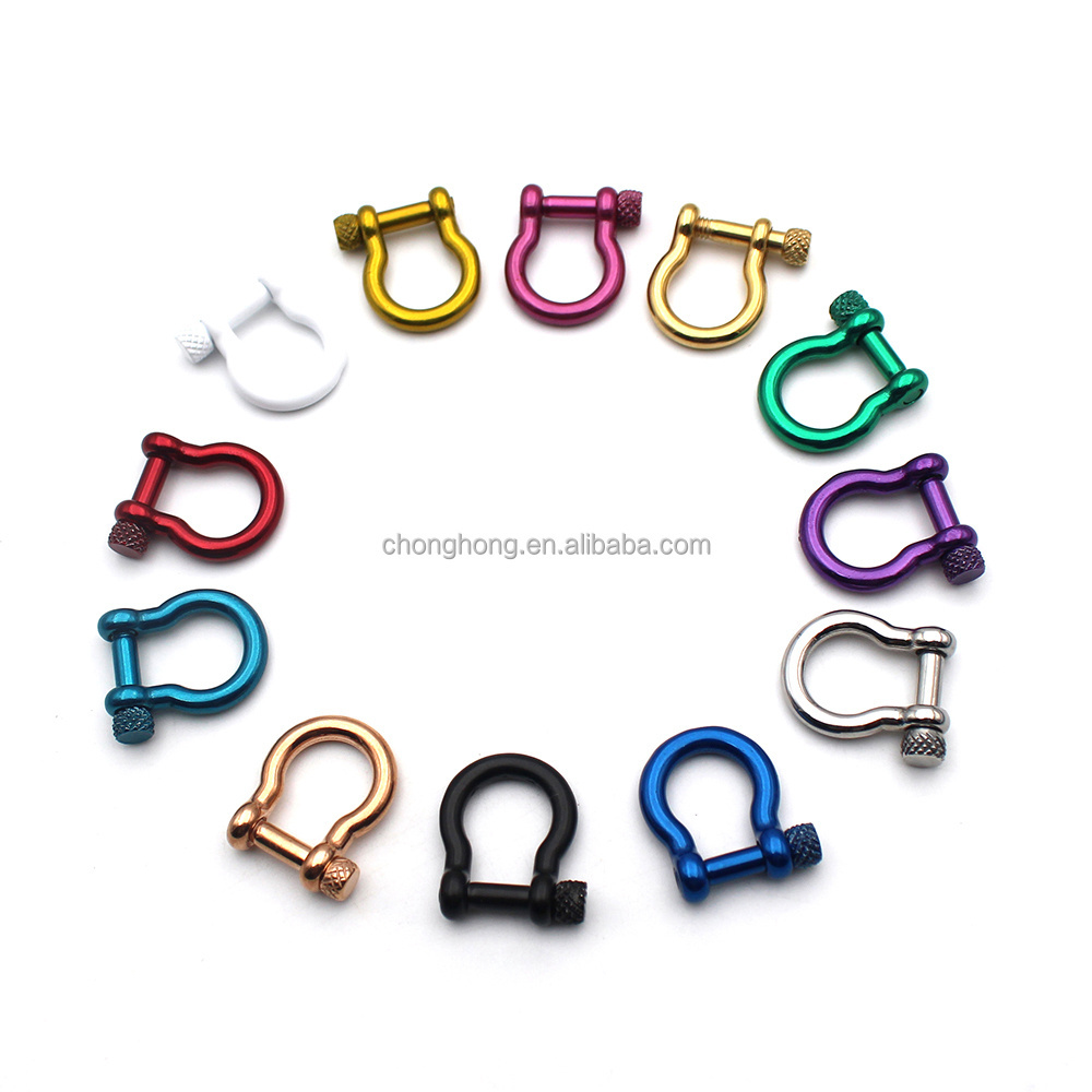 High Quality Metal Knurled Screw Shackle Stainless Steel Bow Shackle Colours