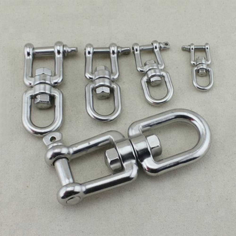 360 Degree Rotation Swing Hanging Accessory Connector Stainless Steel 316 Chain Swivel Eye and Jaw Shackle Ring Device 6mm