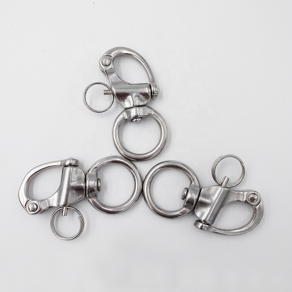 AISI304/316 Stainless Steel Shackle Swivel Snap Shackle with Ring Quick Release Bail Rigging Sailing Eye Snap Shackle