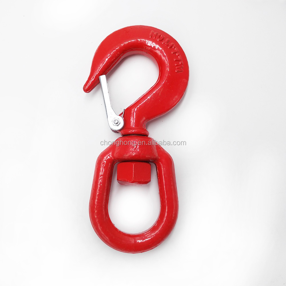 U.S. Type Forged Grab Hook Spraying Paint Surface 322C/A Standard Swivel Eye Slip Hoist Hook with Safety Latch