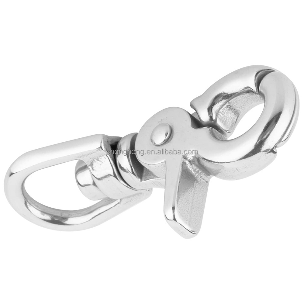 Round Eye Trigger Snap Hooks Lobster Clasp Stainless Steel 304 316 360 Degree Swivel Spring Buckle Metal Swivel Clips