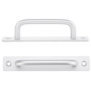 5" Hole Center Screen Door Handles Cabinet Closet Zinc Alloy Door Pull Handle with Plate Silver Sliding Barn Door Handles