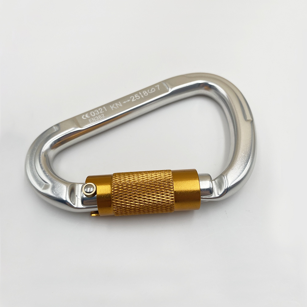 D Ring Spring Snap Key Chain Hook Screw Gate Hook 25KN Locking Carabiner Clip Caribeaner Clips Aluminum Climbing Carabiner